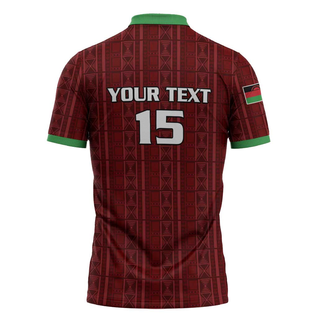 Custom Malawi Football Zipper Polo Shirt Come On Flames - Red