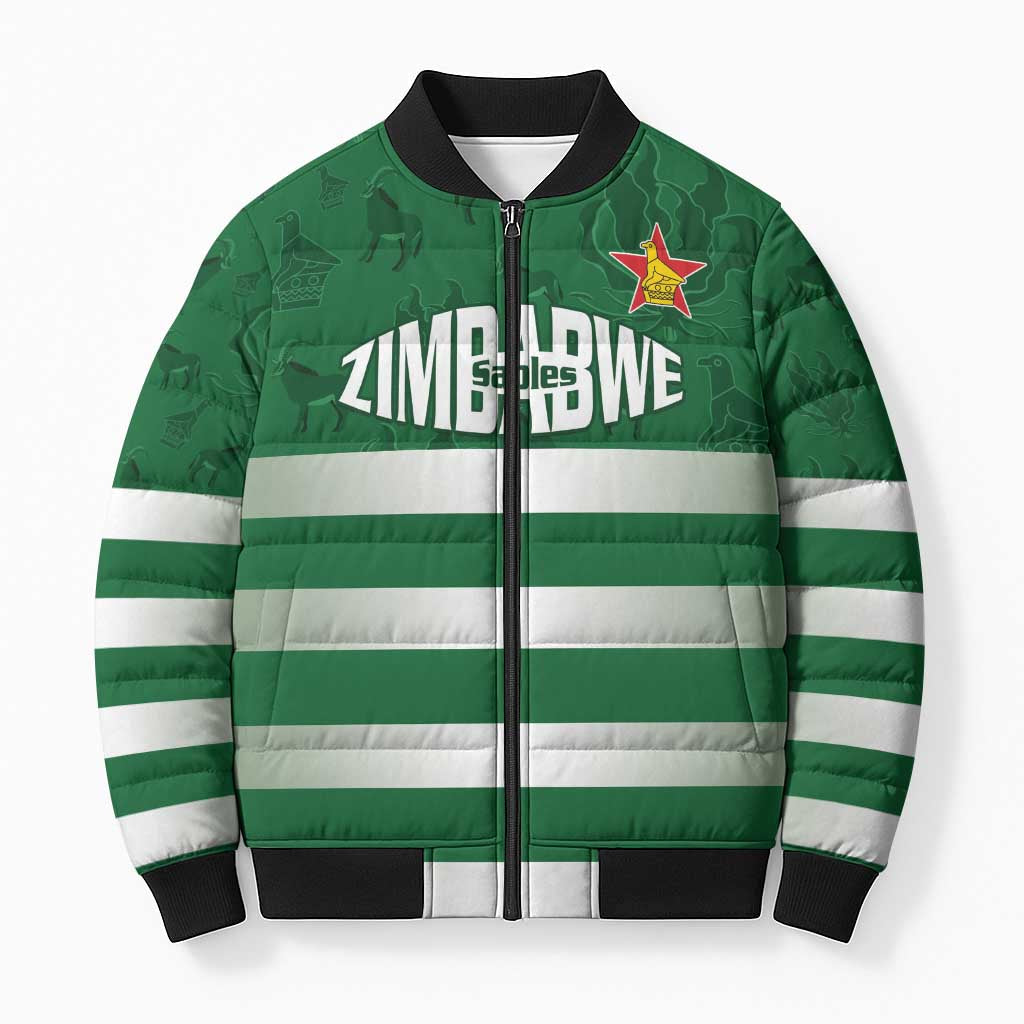 Rugby Zimbabwe Custom Bomber Puffer Jacket Go Champions Sables