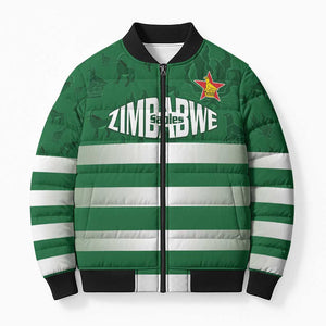 Rugby Zimbabwe Custom Bomber Puffer Jacket Go Champions Sables
