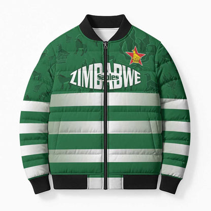 Rugby Zimbabwe Custom Bomber Puffer Jacket Go Champions Sables