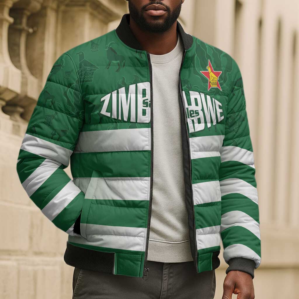 Rugby Zimbabwe Custom Bomber Puffer Jacket Go Champions Sables