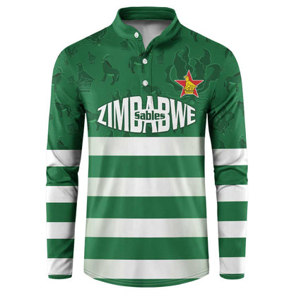 Rugby Zimbabwe Custom Button Sweatshirt Go Champions Sables