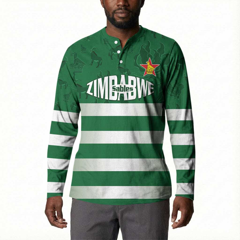 Rugby Zimbabwe Custom Button Sweatshirt Go Champions Sables
