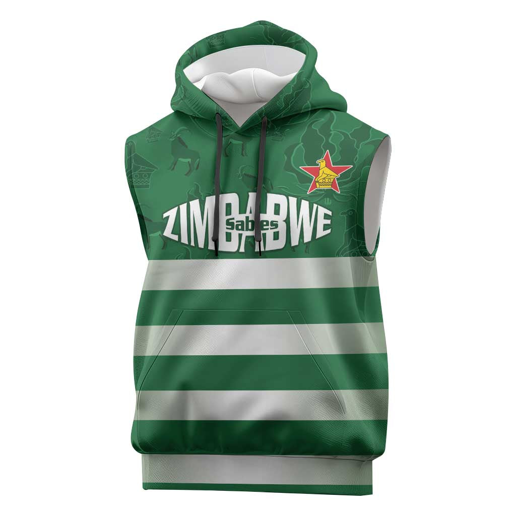 Rugby Zimbabwe Custom Sleeveless Hoodie Go Champions Sables - African Pride