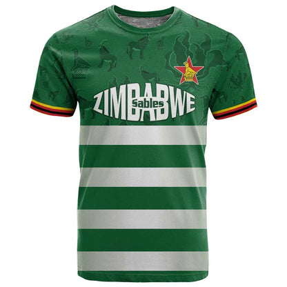 Rugby Zimbabwe Custom T shirt Go Champions Sables - African Pride