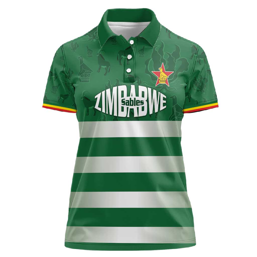 Rugby Zimbabwe Custom Women Polo Shirt Go Champions Sables - African Pride