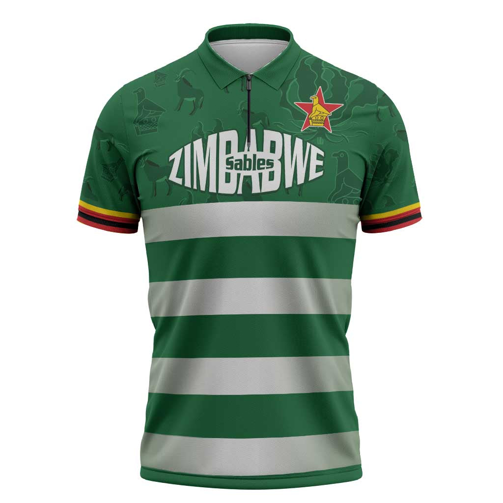 Rugby Zimbabwe Custom Zipper Polo Shirt Go Champions Sables