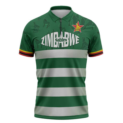 Rugby Zimbabwe Custom Zipper Polo Shirt Go Champions Sables