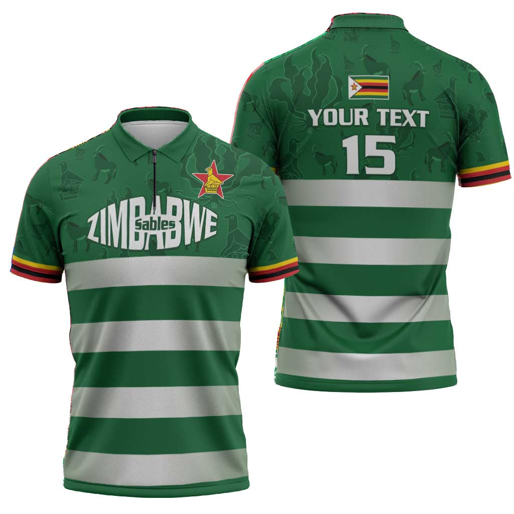 Rugby Zimbabwe Custom Zipper Polo Shirt Go Champions Sables