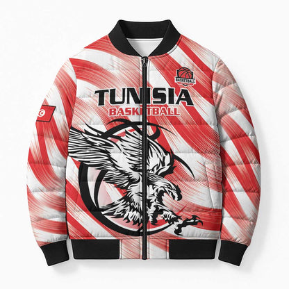 Custom Tunisia Basketball Bomber Puffer Jacket Go Eagles of Carthage