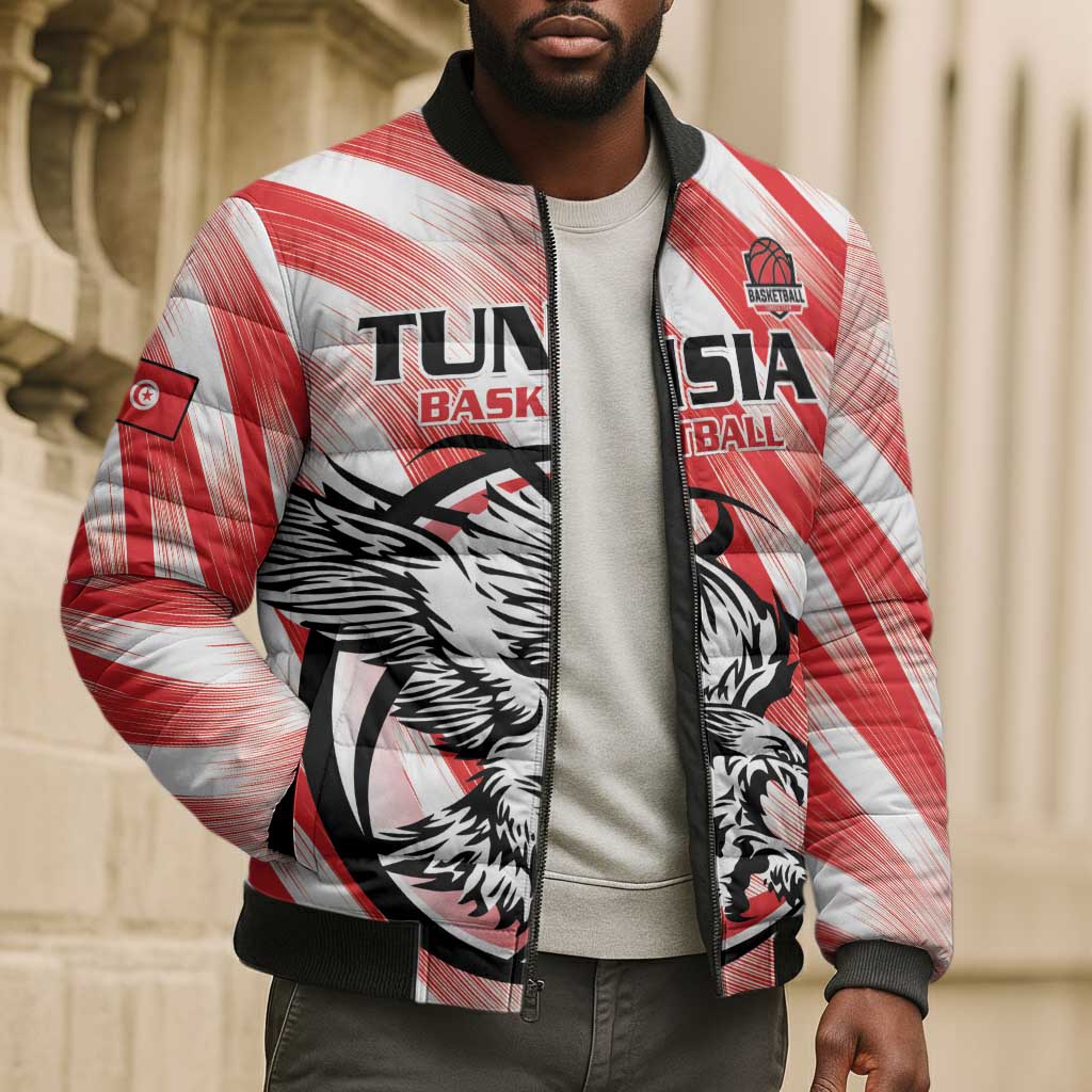 Custom Tunisia Basketball Bomber Puffer Jacket Go Eagles of Carthage