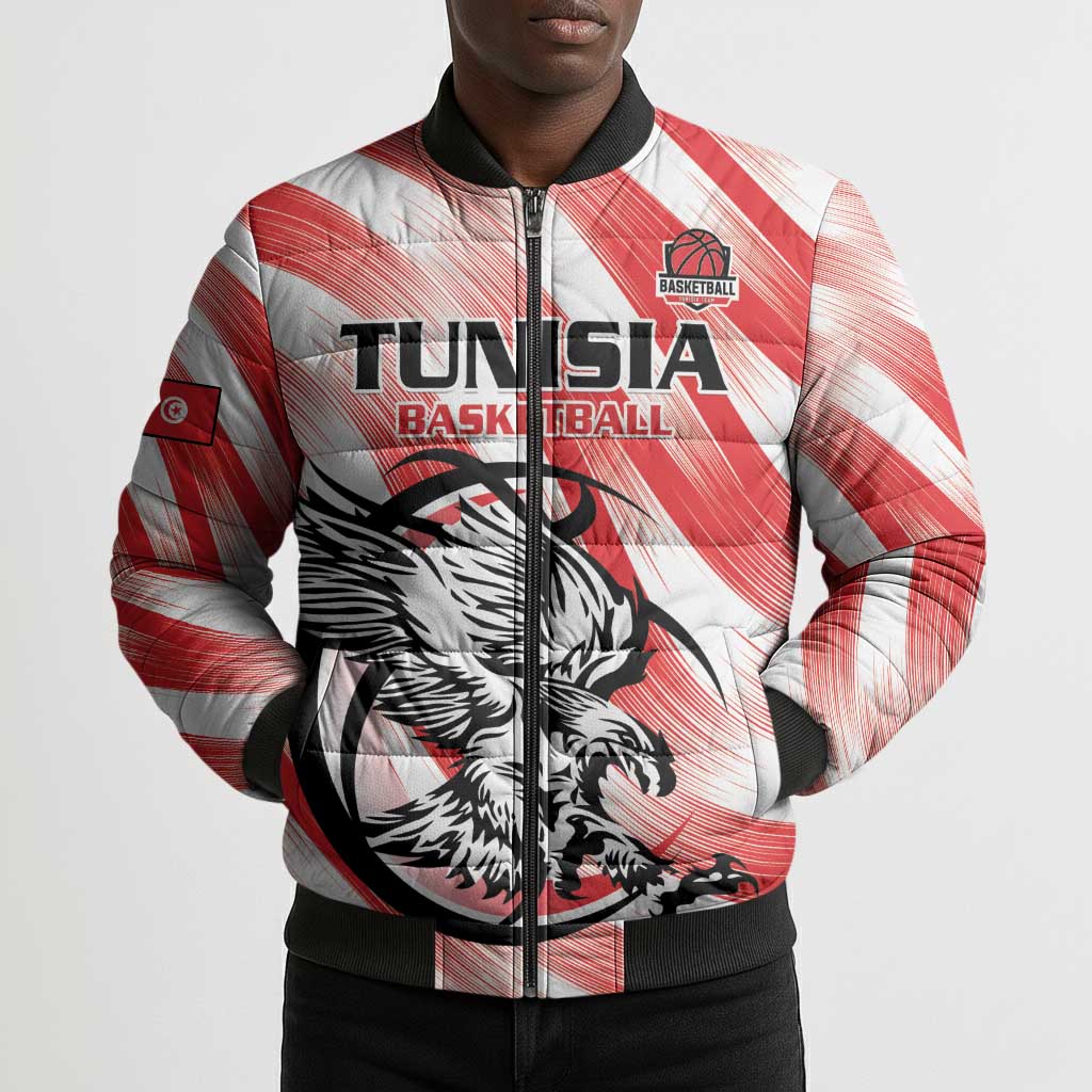 Custom Tunisia Basketball Bomber Puffer Jacket Go Eagles of Carthage