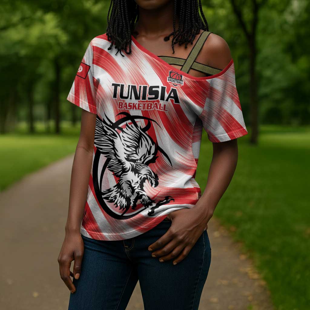 Custom Tunisia Basketball Cross Shoulder Shirt Go Eagles of Carthage
