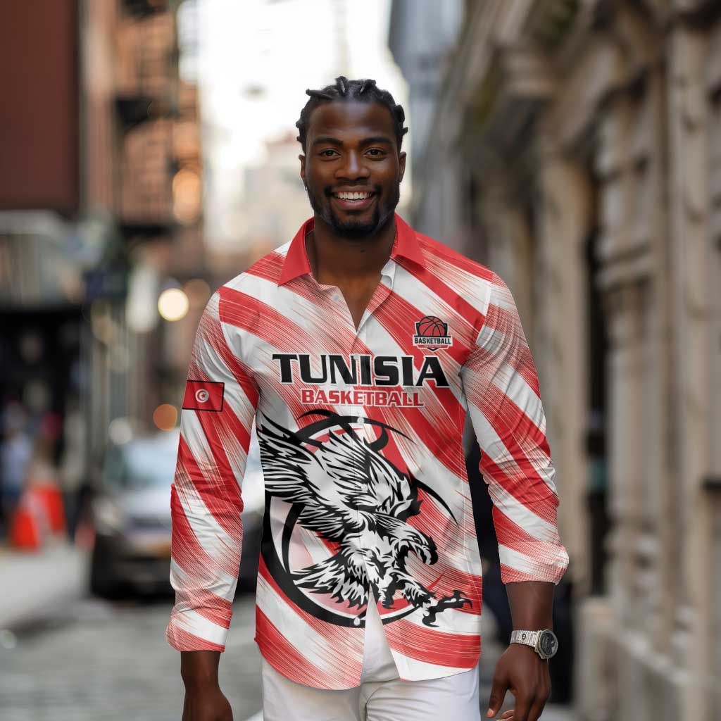 Afro Basketball Tunisia Custom Long Sleeve Button Shirt Go Eagles of Carthage - African Pride