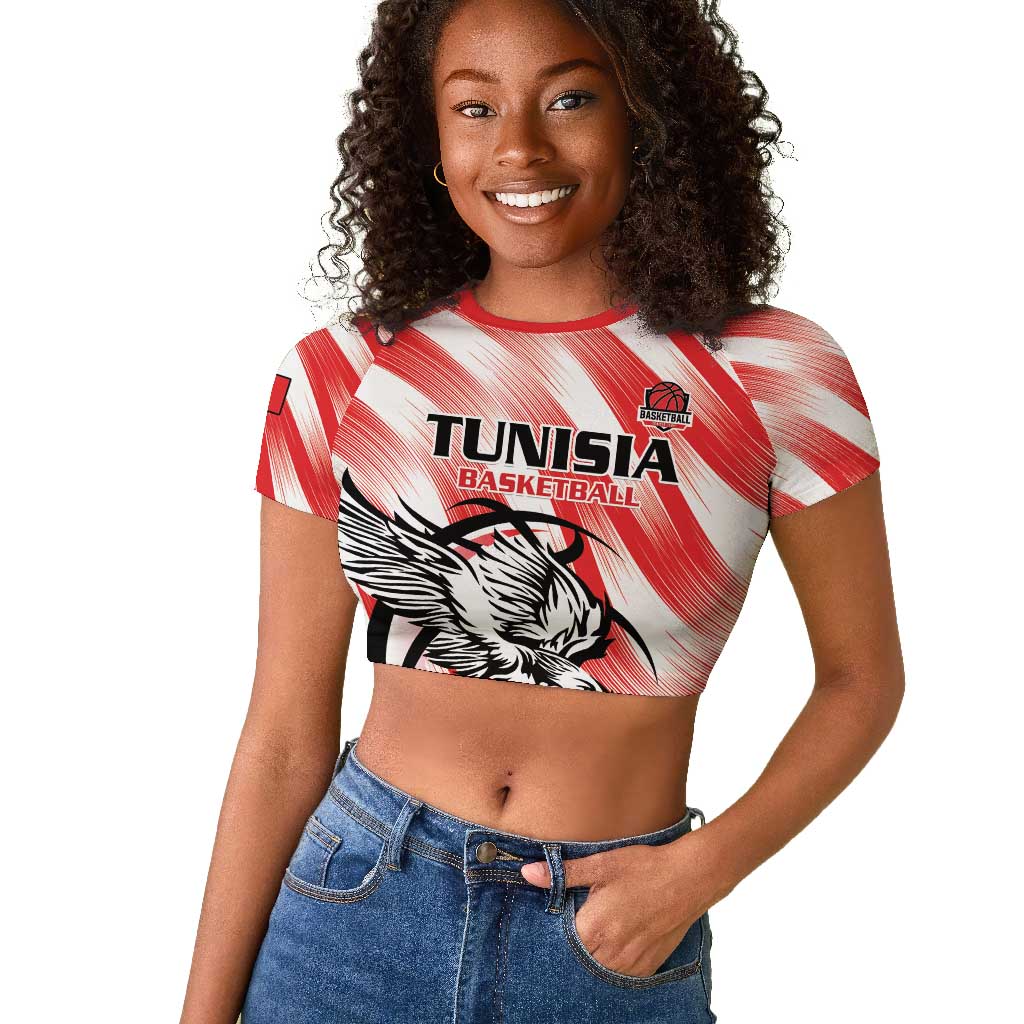 Afro Basketball Tunisia Custom Raglan Cropped T shirt Go Eagles of Carthage - African Pride