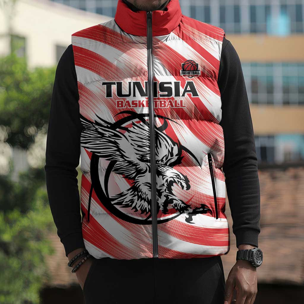 Custom Tunisia Basketball Sleeveless Puffer Jacket Go Eagles of Carthage