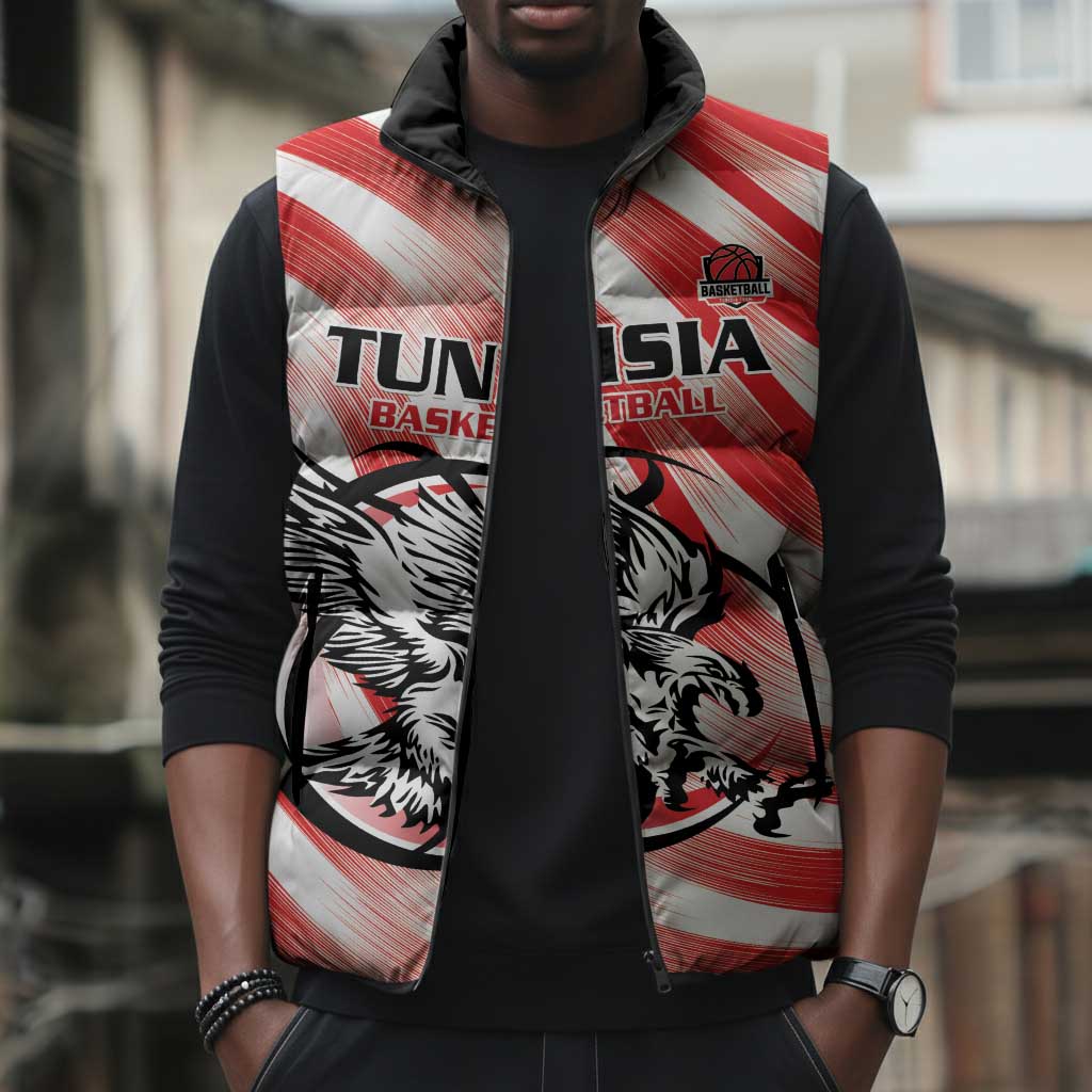 Custom Tunisia Basketball Sleeveless Puffer Jacket Go Eagles of Carthage