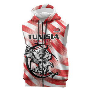 Afro Basketball Tunisia Custom Sleeveless Zip Hoodie Go Eagles of Carthage - African Pride