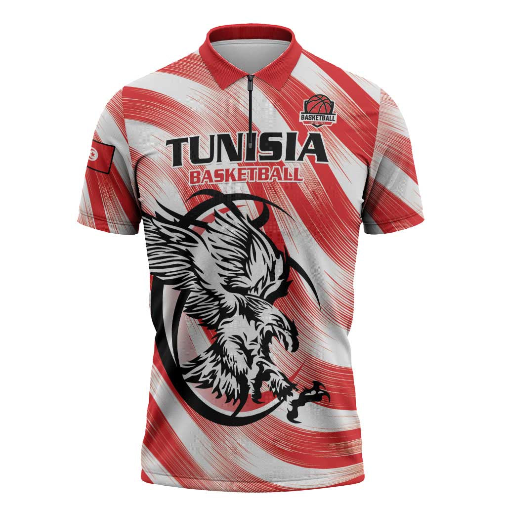 Custom Tunisia Basketball Zipper Polo Shirt Go Eagles of Carthage