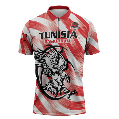 Custom Tunisia Basketball Zipper Polo Shirt Go Eagles of Carthage