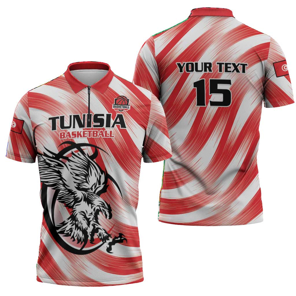 Custom Tunisia Basketball Zipper Polo Shirt Go Eagles of Carthage