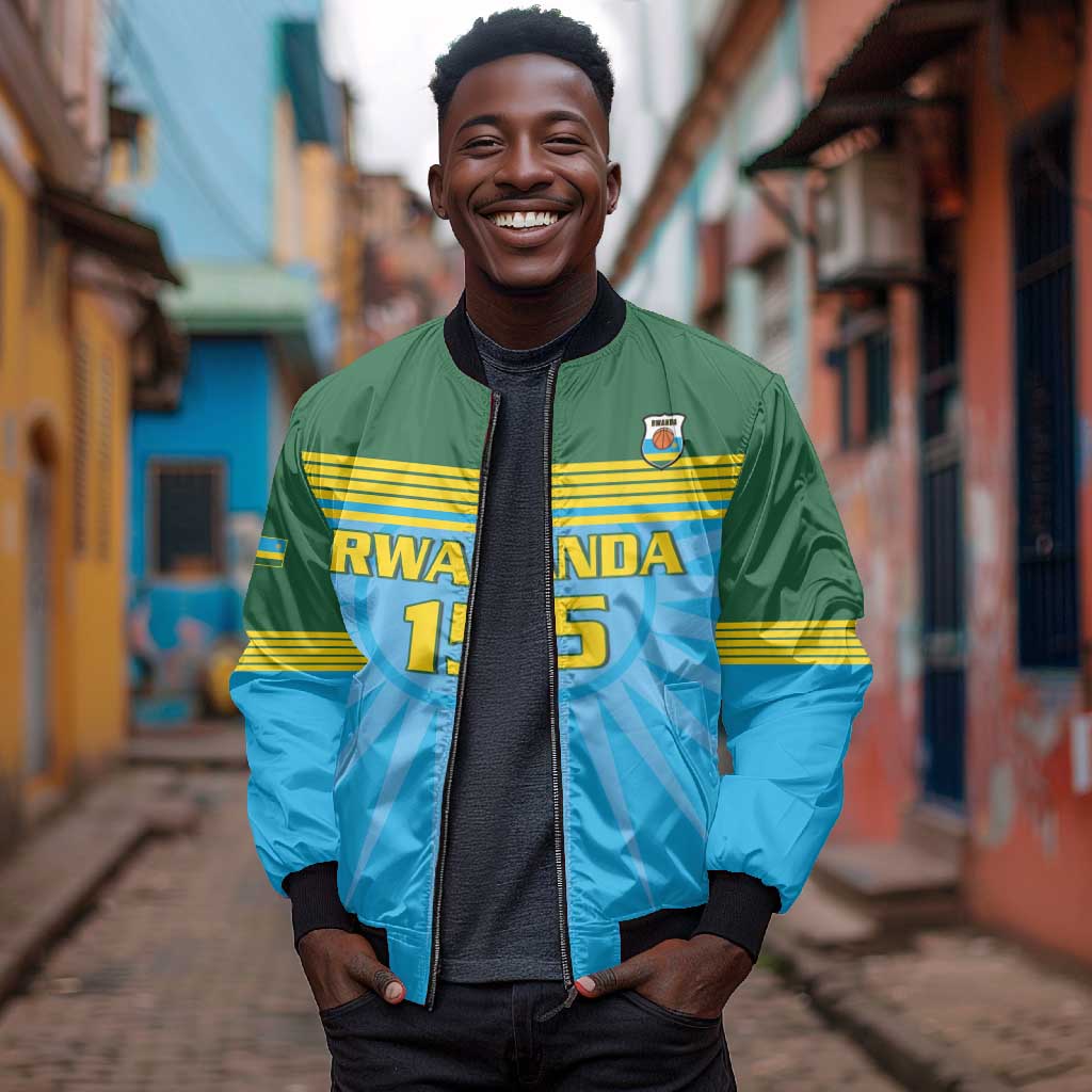 Afro Basketball Rwanda Custom Bomber Jacket Go Champions - African Pride
