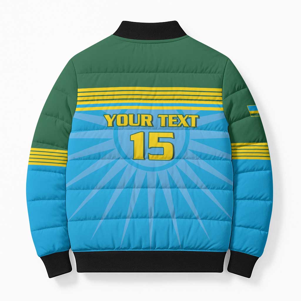 Custom Rwanda Basketball Bomber Puffer Jacket Go Champions