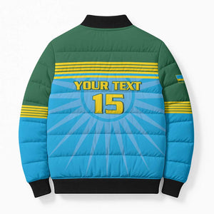 Custom Rwanda Basketball Bomber Puffer Jacket Go Champions