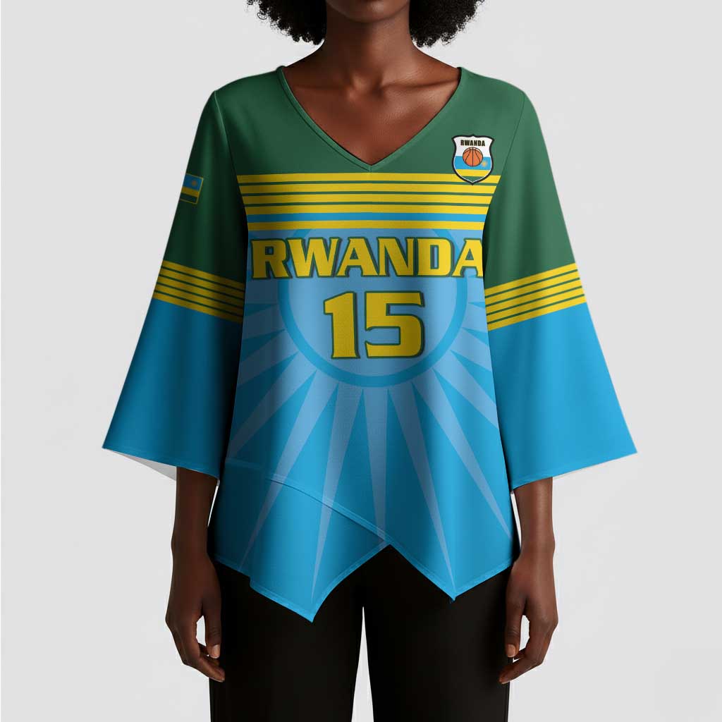 Custom Rwanda Basketball Kimono Sleeve Blouse Go Champions