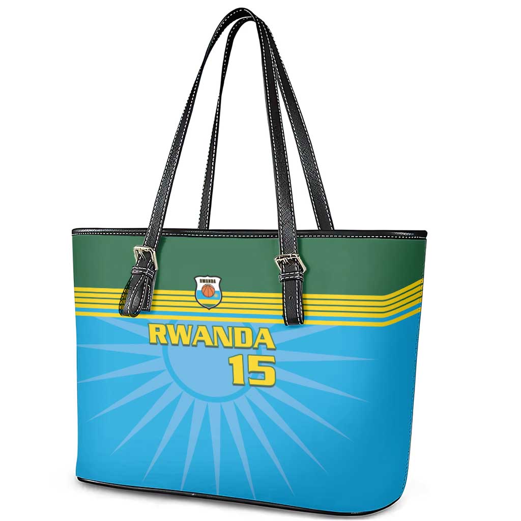 Afro Basketball Rwanda Custom Leather Tote Bag Go Champions - African Pride