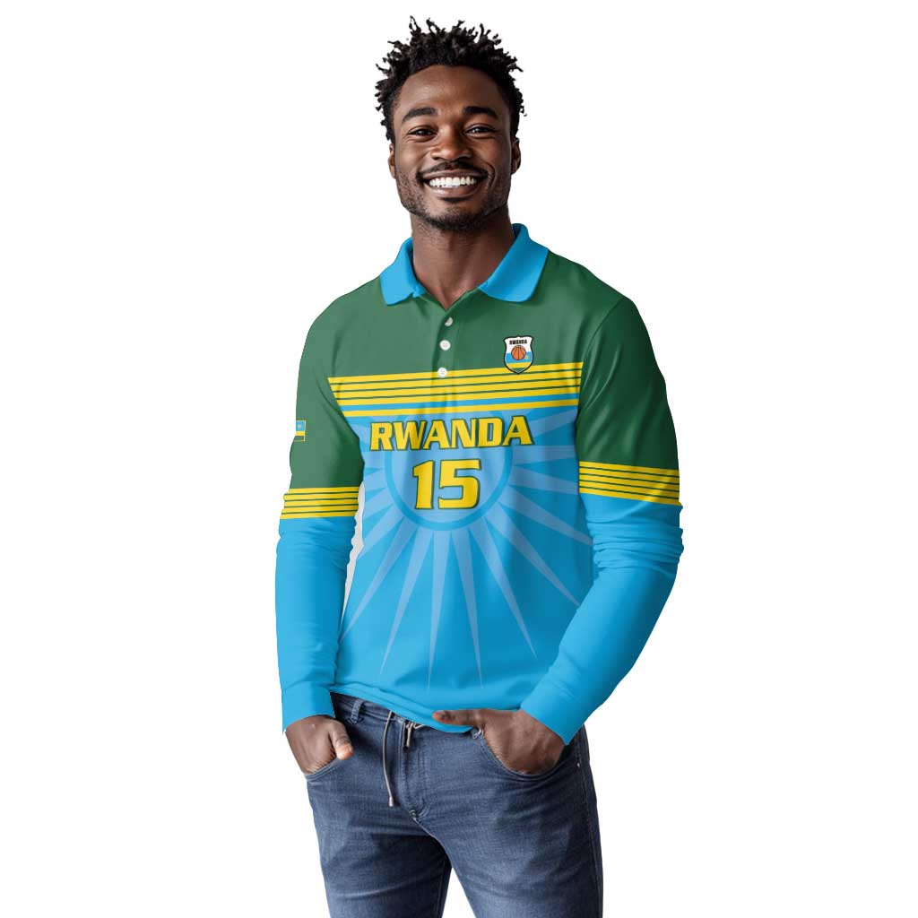 Afro Basketball Rwanda Custom Long Sleeve Polo Shirt Go Champions - African Pride