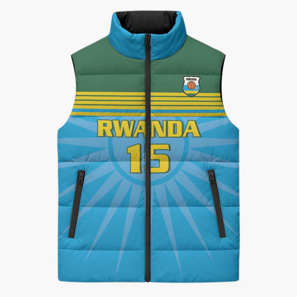 Custom Rwanda Basketball Sleeveless Puffer Jacket Go Champions