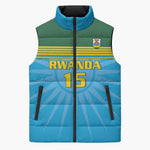 Custom Rwanda Basketball Sleeveless Puffer Jacket Go Champions