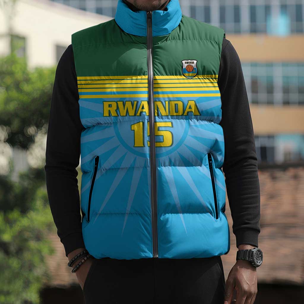 Custom Rwanda Basketball Sleeveless Puffer Jacket Go Champions