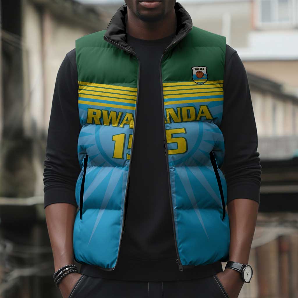 Custom Rwanda Basketball Sleeveless Puffer Jacket Go Champions