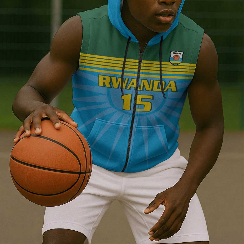 Afro Basketball Rwanda Custom Sleeveless Zip Hoodie Go Champions - African Pride