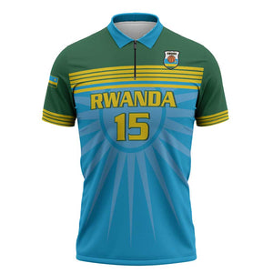 Custom Rwanda Basketball Zipper Polo Shirt Go Champions
