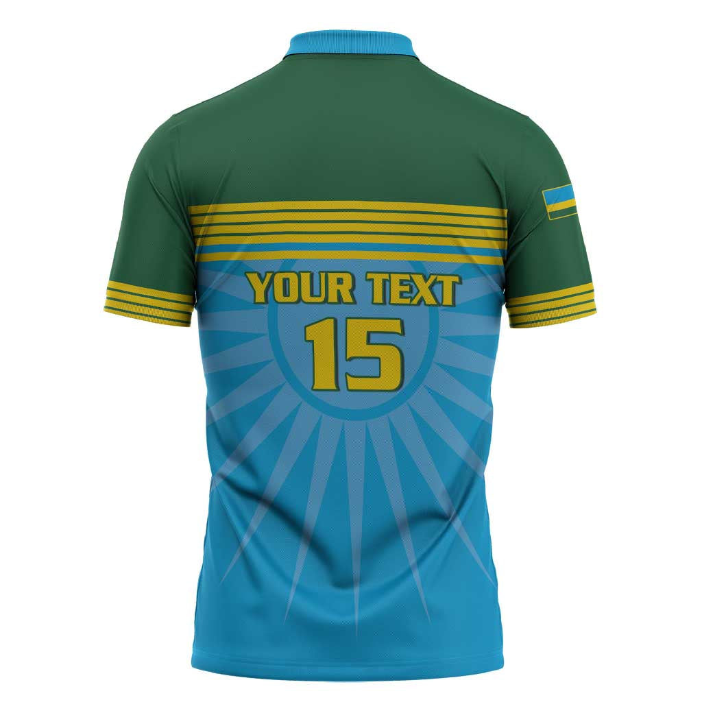 Custom Rwanda Basketball Zipper Polo Shirt Go Champions