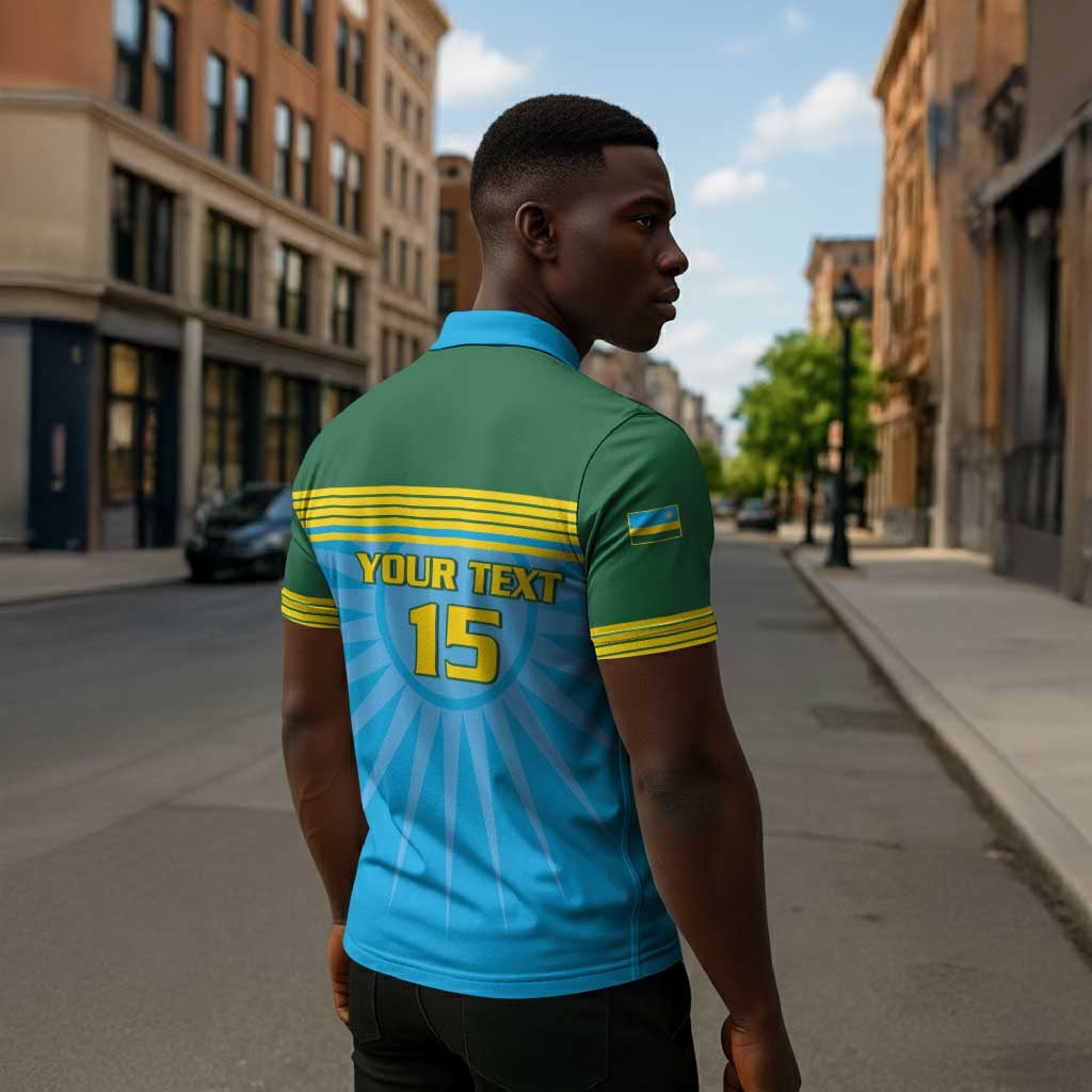 Custom Rwanda Basketball Zipper Polo Shirt Go Champions