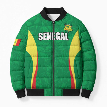 Custom Senegal Basketball Bomber Puffer Jacket Go Champions Lions