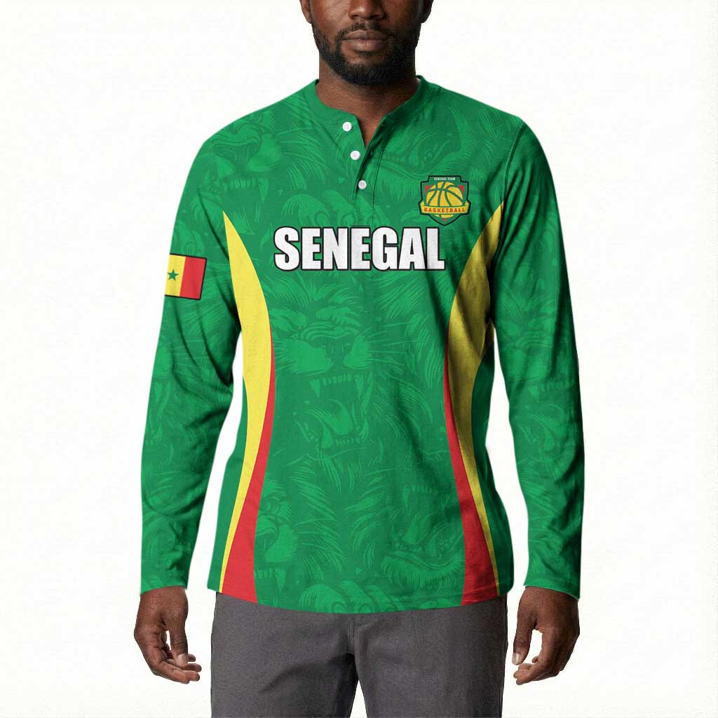 Custom Senegal Basketball Button Sweatshirt Go Champions Lions