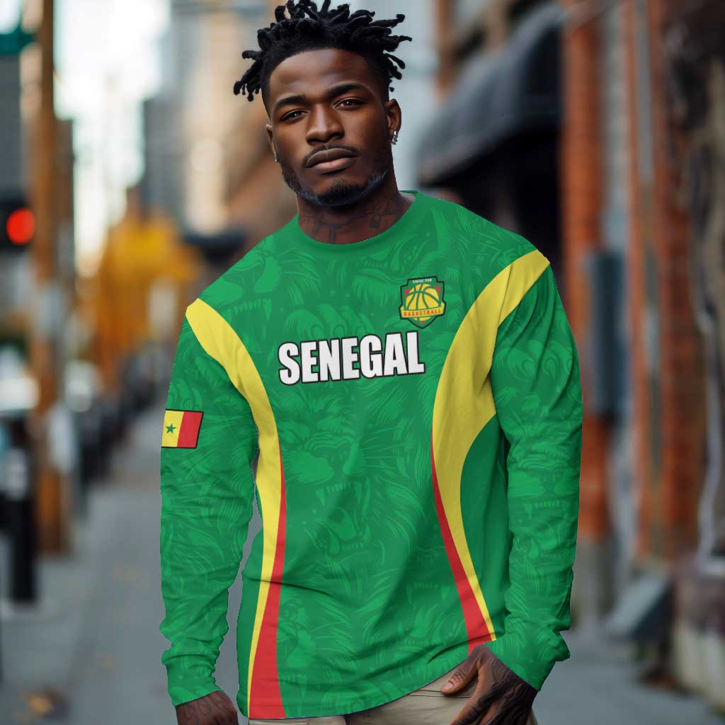 Afro Basketball Senegal Custom Long Sleeve Shirt Go Champions Lions - African Pride