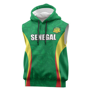 Afro Basketball Senegal Custom Sleeveless Hoodie Go Champions Lions - African Pride
