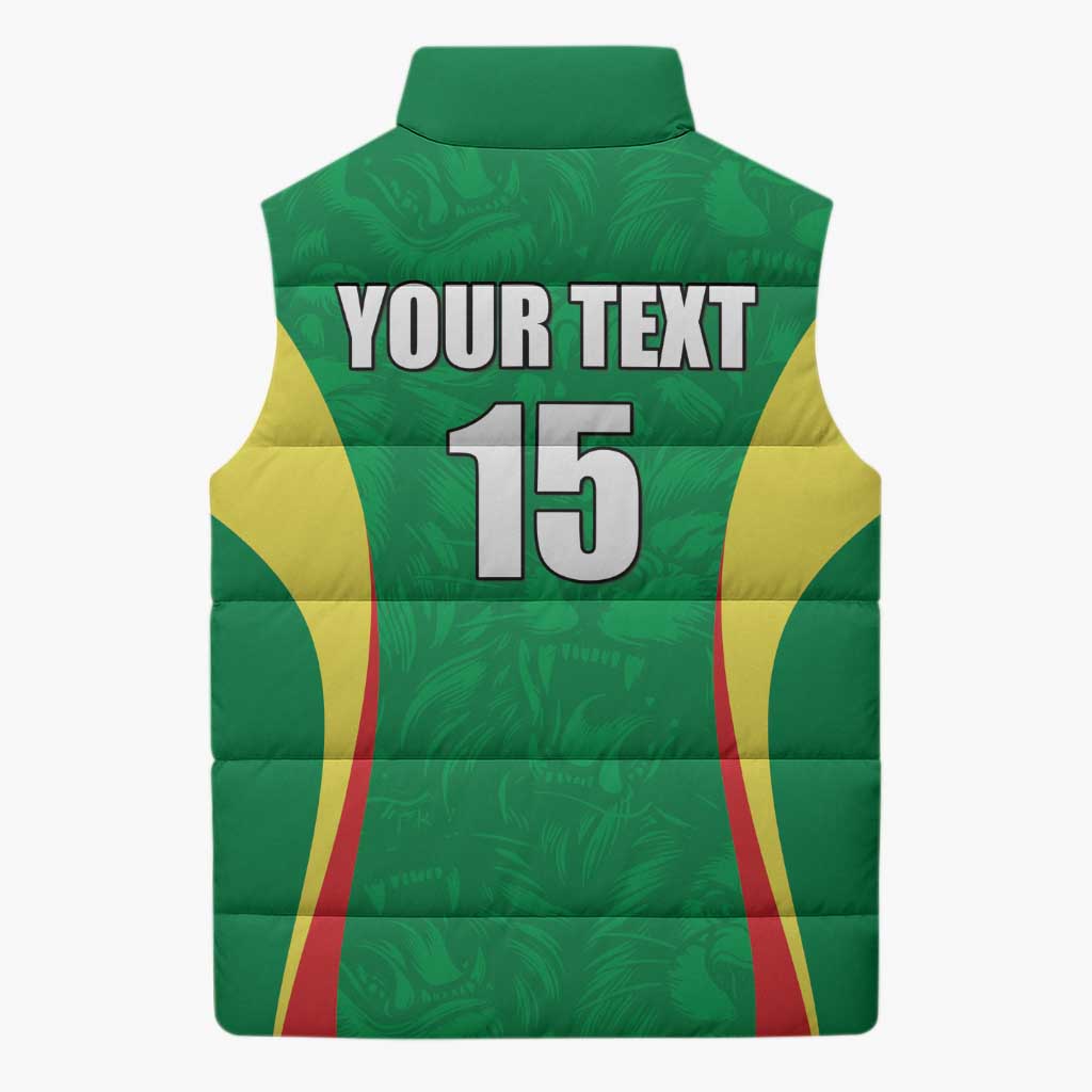 Custom Senegal Basketball Sleeveless Puffer Jacket Go Champions Lions