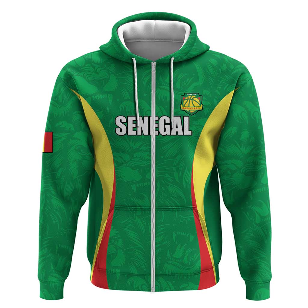 Afro Basketball Senegal Custom Zip Hoodie Go Champions Lions - African Pride
