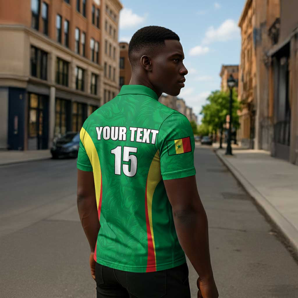 Custom Senegal Basketball Zipper Polo Shirt Go Champions Lions