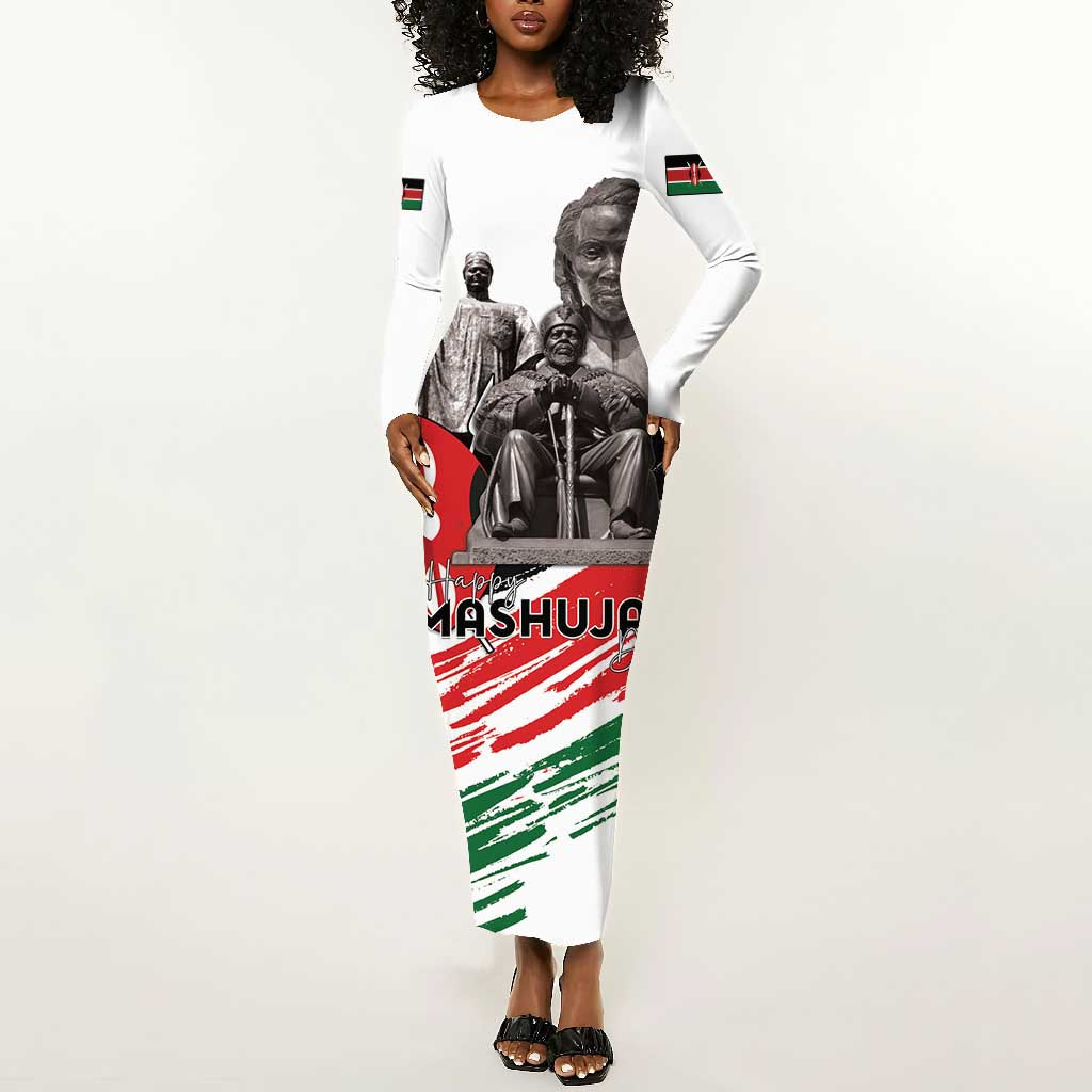 Happy Kenya Heroes Day Long Sleeve Bodycon Dress Kenyan Heroes - African Pride