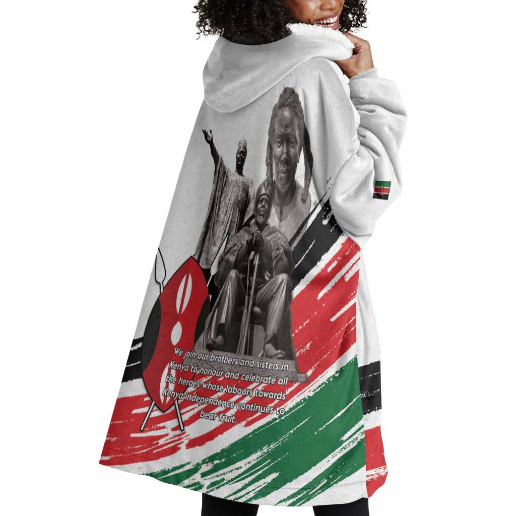 Happy Kenya Heroes Day Wearable Blanket Hoodie Kenyan Heroes - African Pride
