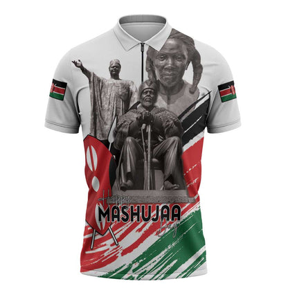 Kenya Mashujaa Day Zipper Polo Shirt Kenyan Heroes