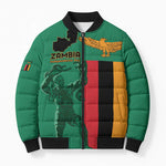 Personalized Zambia Independence Day Bomber Puffer Jacket Lusaka Freedom Statue